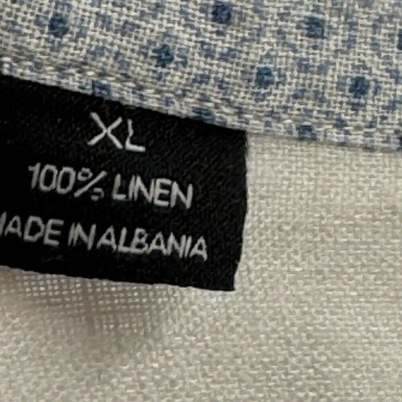 Saks Fifth Avenue New York Two Shirt Lot Mens XL Linen Solid & Plaid Long-Sleeve - Picture 4 of 8